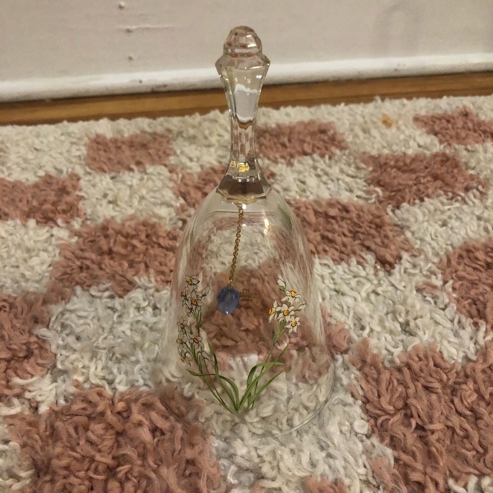 Avon Crystal Bell with Blue Floral Design